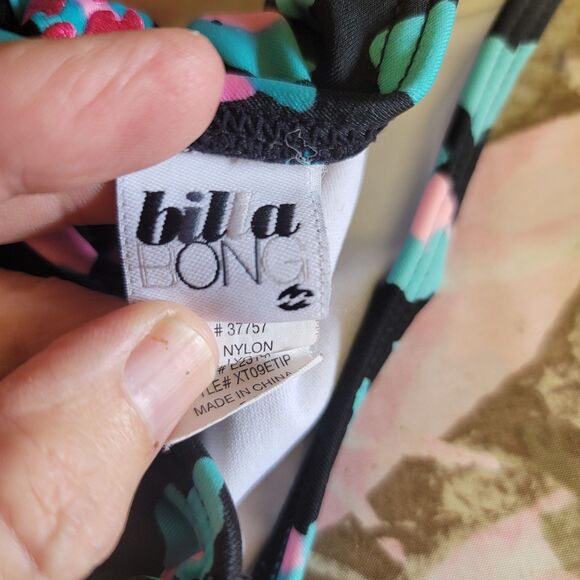 Billabong 2 Piece Triangle Top Tie Side Bottoms Bikini Swimsuit Womens Size M - Picture 2 of 11